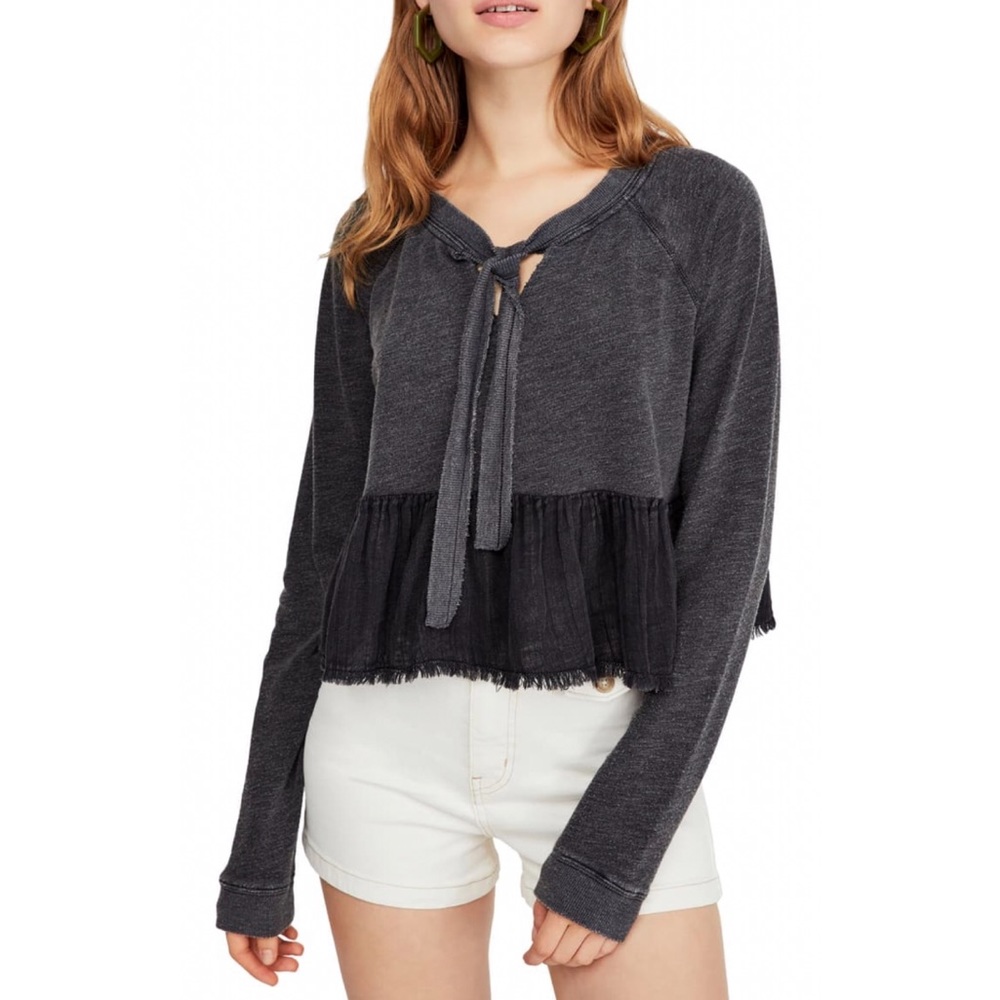 FP Sweet Jane Pullover Gray Sweater